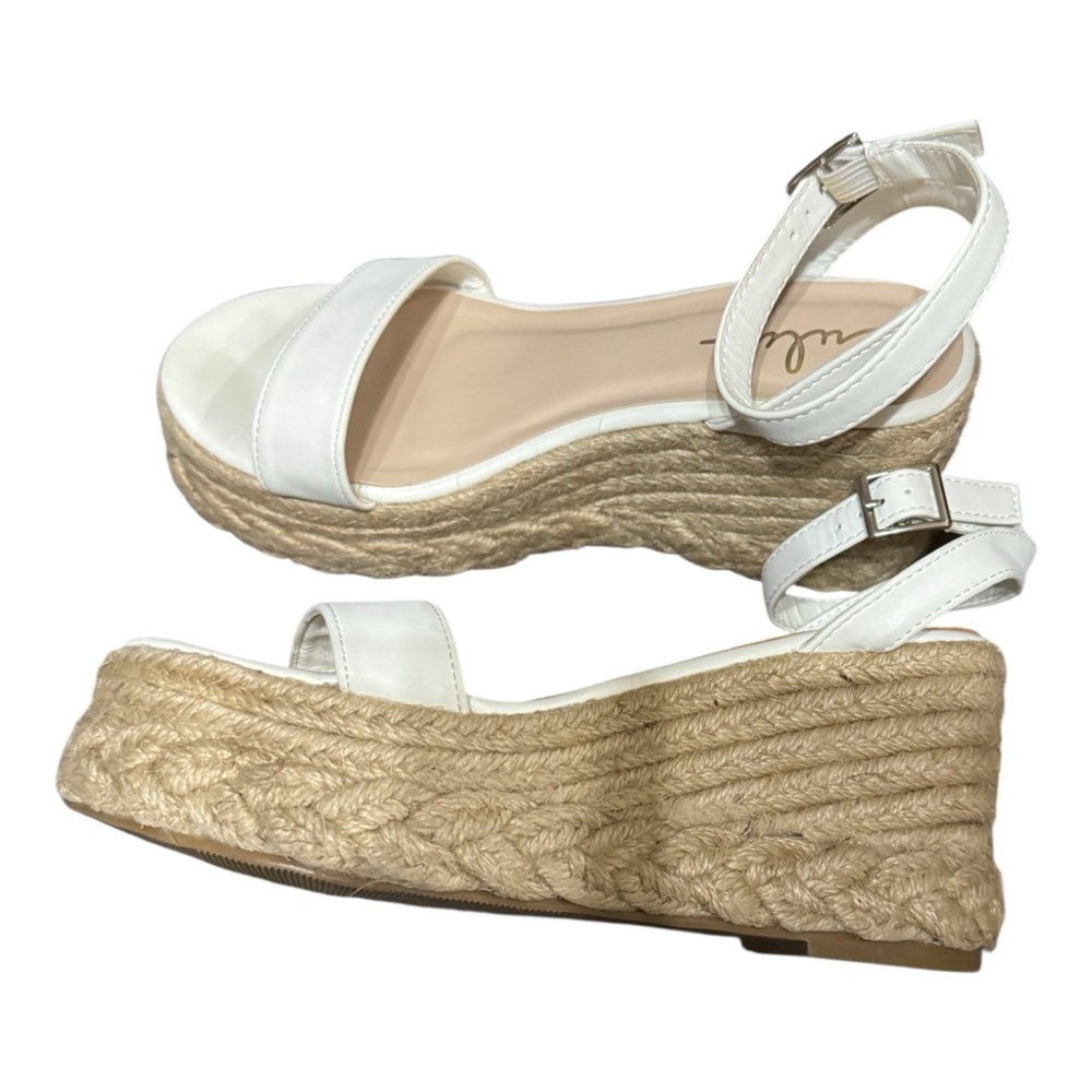 Lulus Cesilie White Espadrille Platform Wedge Sandals Size 7 - Picture 5 of 9